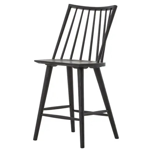 Lara Rustic Lodge Black Oak Windsor Counter Stool | Kathy Kuo Home
