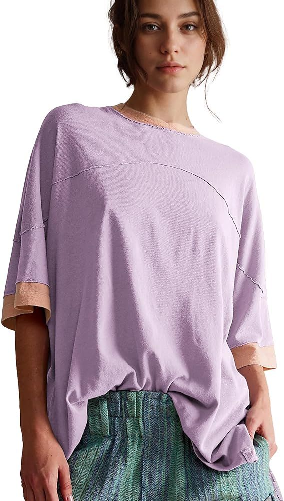 Songling Womens 3/4 Length Sleeve Casual Loose Fit Summer Tee Shirt Basics Cotton t Shirts Trendy... | Amazon (US)