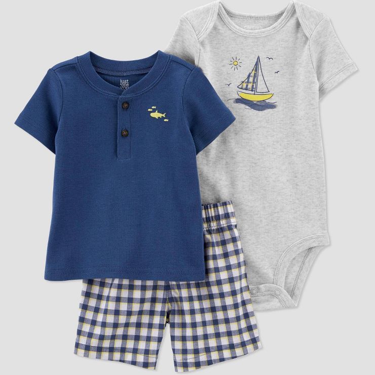 Carter's Just One You® Baby Boys' Gingham Top & Bottom Set - Blue | Target
