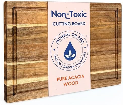 Non Toxic Wood Cutting Board - Conditioned with Natural Beeswax Flaxseed & Lemon Oil - Free of Mi... | Amazon (US)