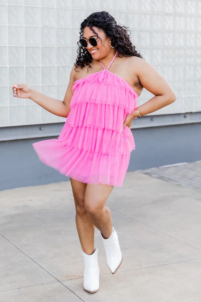 Trend Setter Pink Tulle Halter Mini Dress | Pink Lily