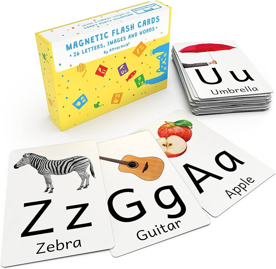 Magnetic Big Alphabet ABC Picture Flash Cards. 26 Sturdy Large Letters with First Words for Toddl... | Amazon (US)