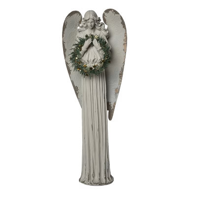 Transpac 24.8 in Grey Christmas Glitz Wreath Angel Figurine Decorative Resin Holiday Decor | Target
