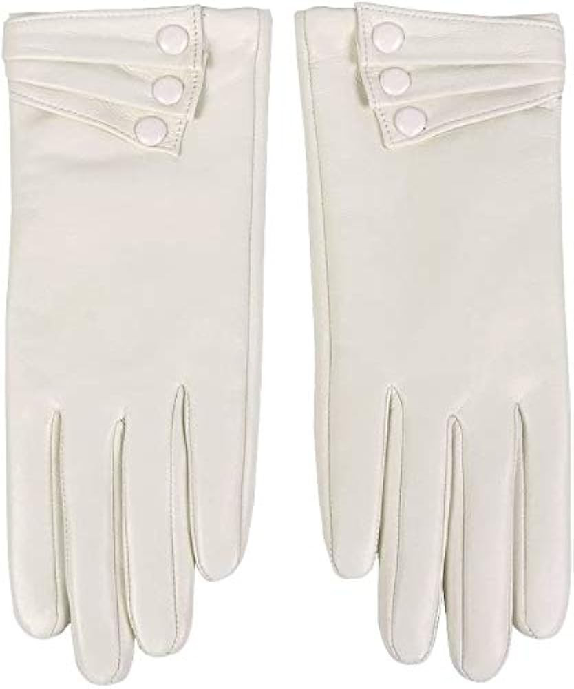 Nappaglo Nappa Leather Gloves Warm Lining Winter Button Decoration Lambskin for Women | Amazon (US)