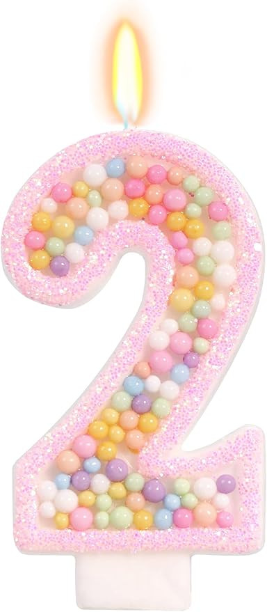 Pink Birthday Candles - Number 2 Candle, Colorful Macaron Candles, 2 Cake Topper, Pink Birthday D... | Amazon (US)