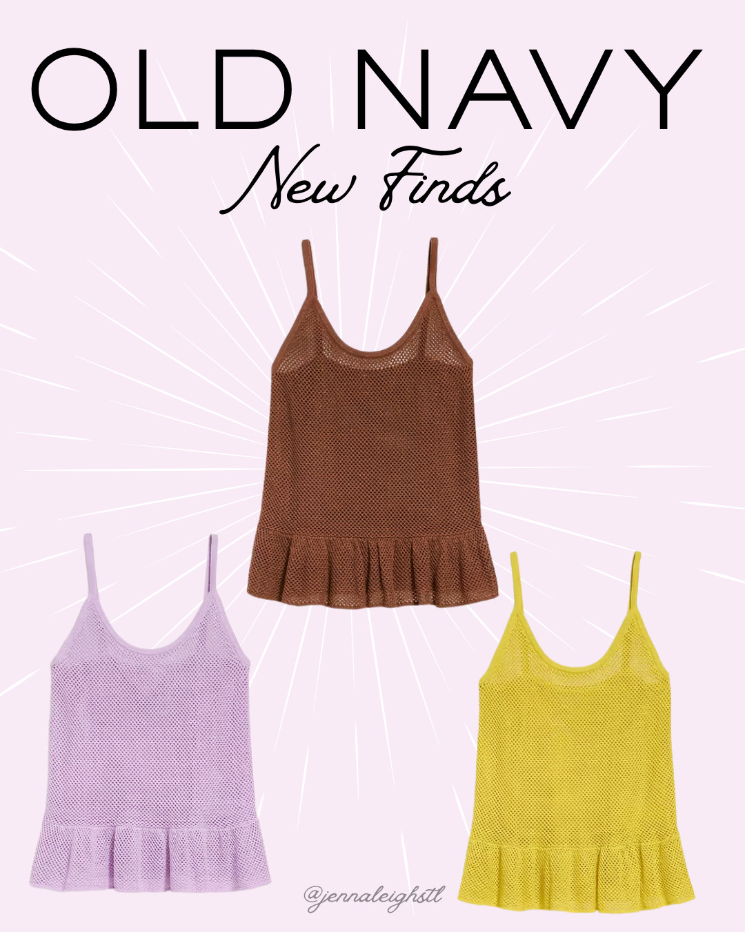 Old Navy new find. This metallic peplum tank top is such a fun statement piece and perfect for dressing up or adding a little shine to your everyday look. 

 #LTKootd #LTKSeasonal #LTKMidsize