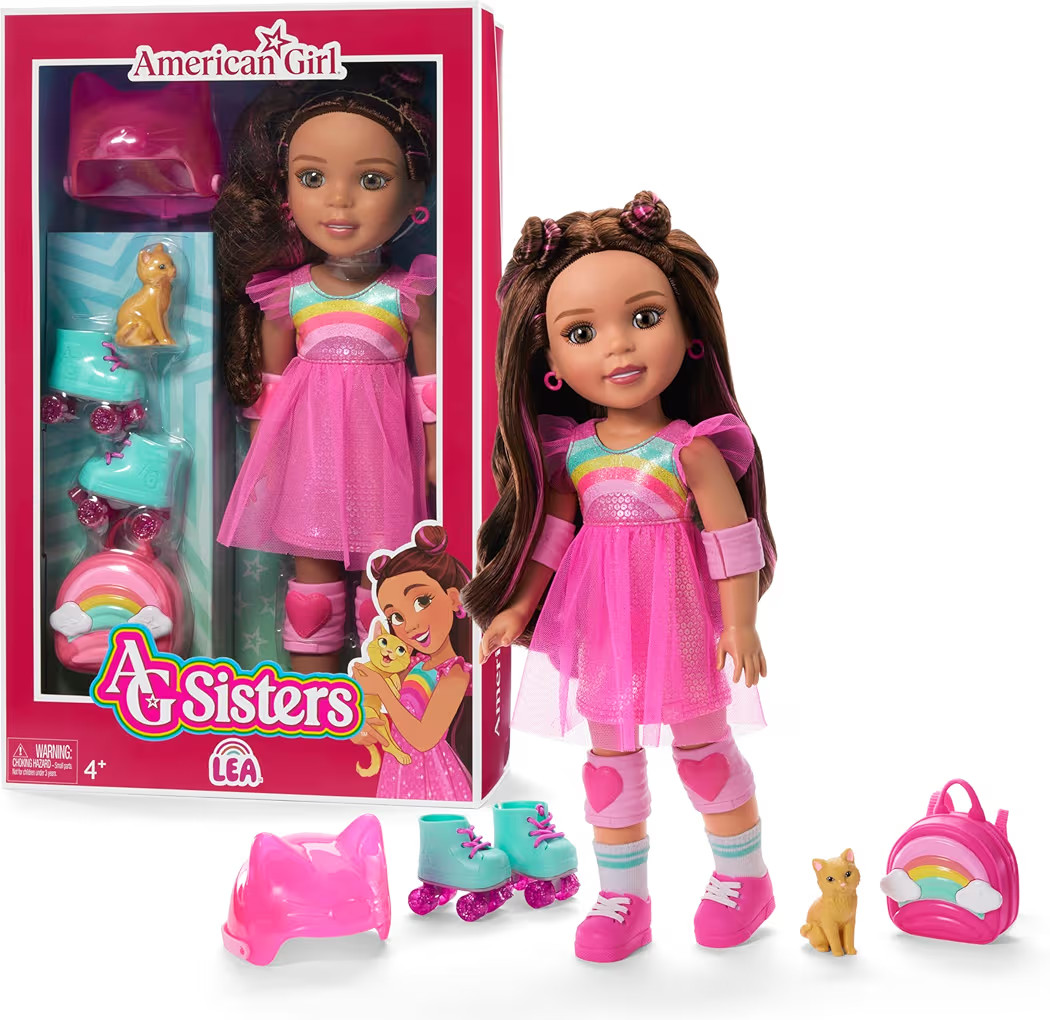 American Girl, AG Sisters Lea Doll, with Hazel Eyes, Long Wavy Brown Hair with Hot-Pink Highlight... | Amazon (US)