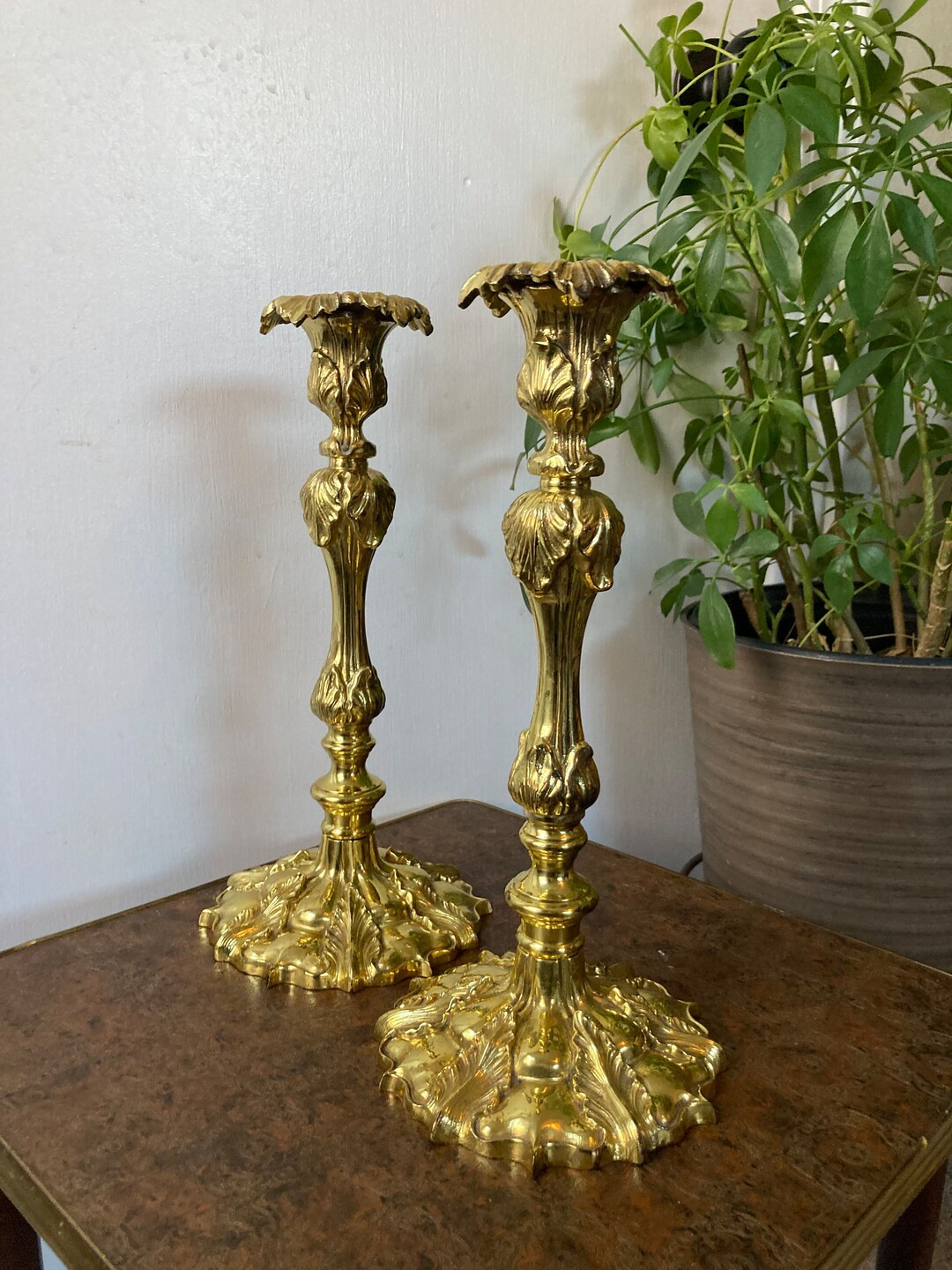 Ornate Heavy Brass Candlesticks - Etsy | Etsy (US)