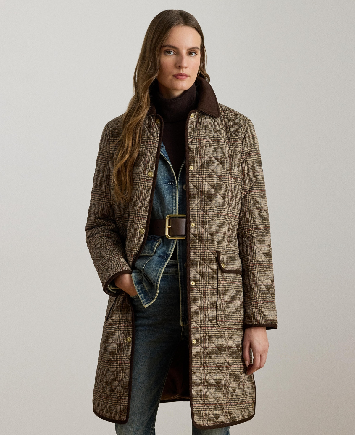 Lauren Ralph Lauren Petite Quilted Coat - Heritage Plaid | Macy's