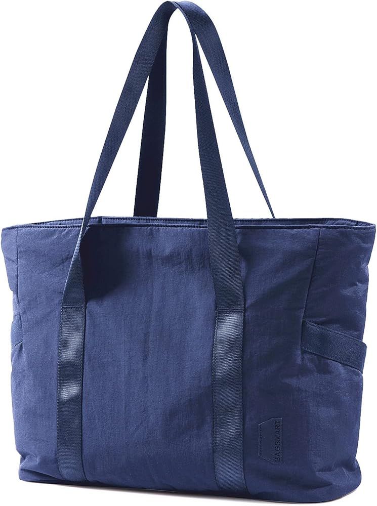 BAGSMART Women Tote Bag with Zipper, Laptop Travel Tote diaper Gym Tote Yoga Bag with Yoga Mat Bu... | Amazon (US)