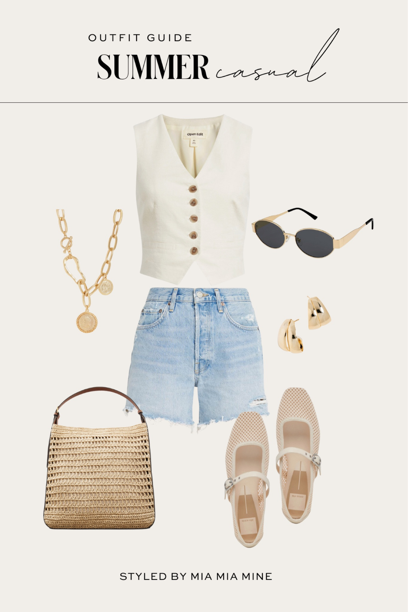 Casual summer outfit
Nordstrom linen vest
Celine lookalike sunglasses from Amazon
Mango raffia bag
Dolce vita mesh flats 
Agolde Parker shorts 

#LTKFindsUnder100 #LTKStyleTip #LTKShoeCrush