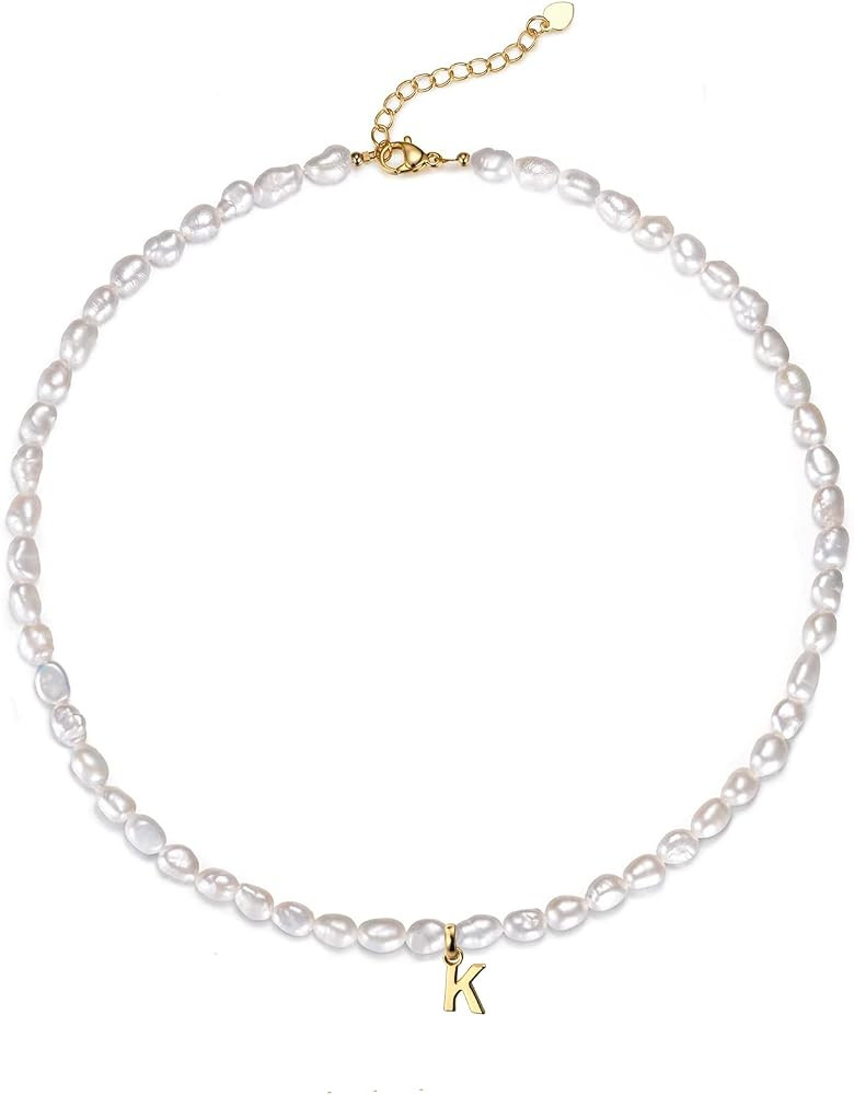 Freshwater Baroque Pearl Necklace | Initial Necklaces for Women | Pearl Choker Necklace | Dainty ... | Amazon (US)
