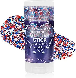 Patriotic Red White and Blue Body Glitter Stick,4th of July Accessories,Sparkling Face Hair Glitt... | Amazon (US)