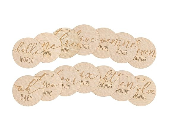 Pearhead Wooden Monthly Milestone Photo Cards, Baby Announcement Cards, Double Sided Photo Prop M... | Amazon (US)