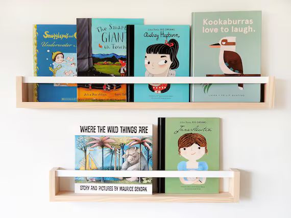 Kids Wall bookshelf with flat peg pine wood  Floating | Etsy | Etsy (CAD)