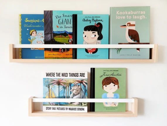 Kids Wall bookshelf with flat peg pine wood  Floating | Etsy | Etsy (CAD)