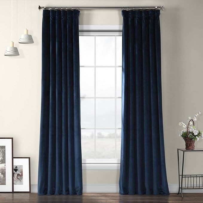 HPD Half Price Drapes VPYC Heritage Plush Velvet Curtain (1 Panel), 50 X 108, Eternal Blue | Amazon (US)