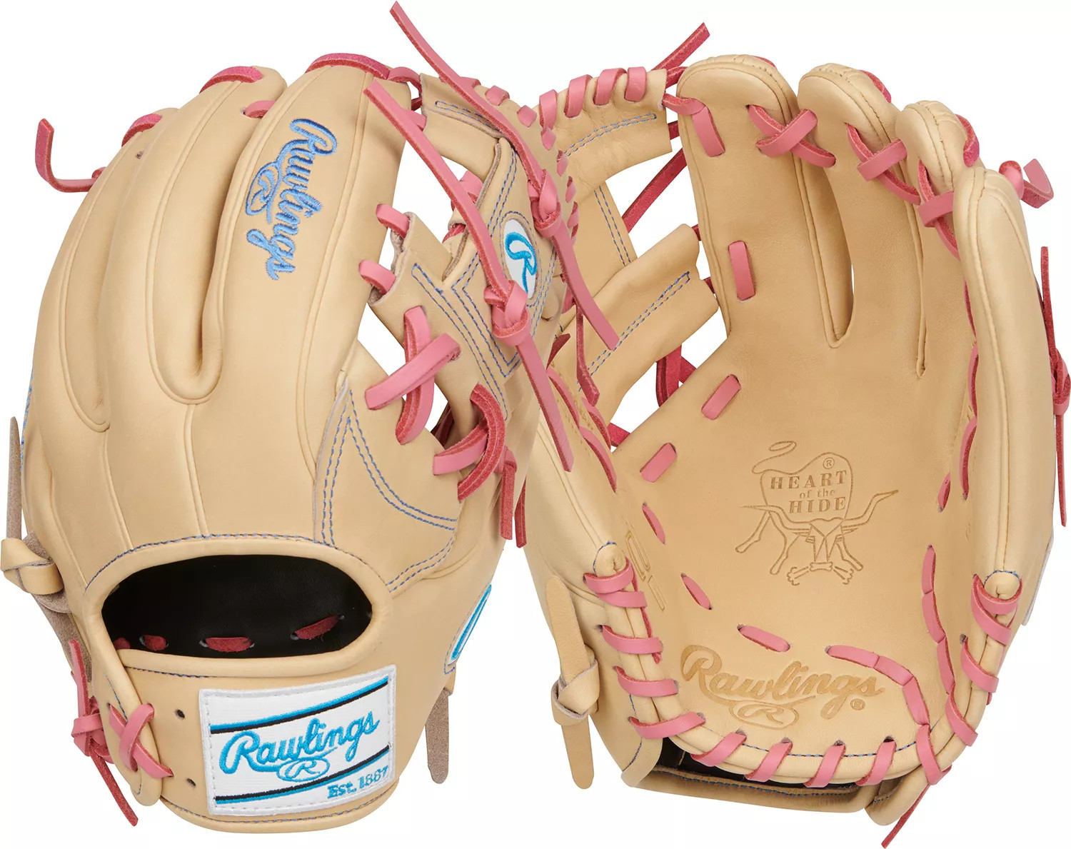 Rawlings 11.5" Heart of the Hide R2G Series Glove, Camel/Pink/White | DICK'S Sporting Goods