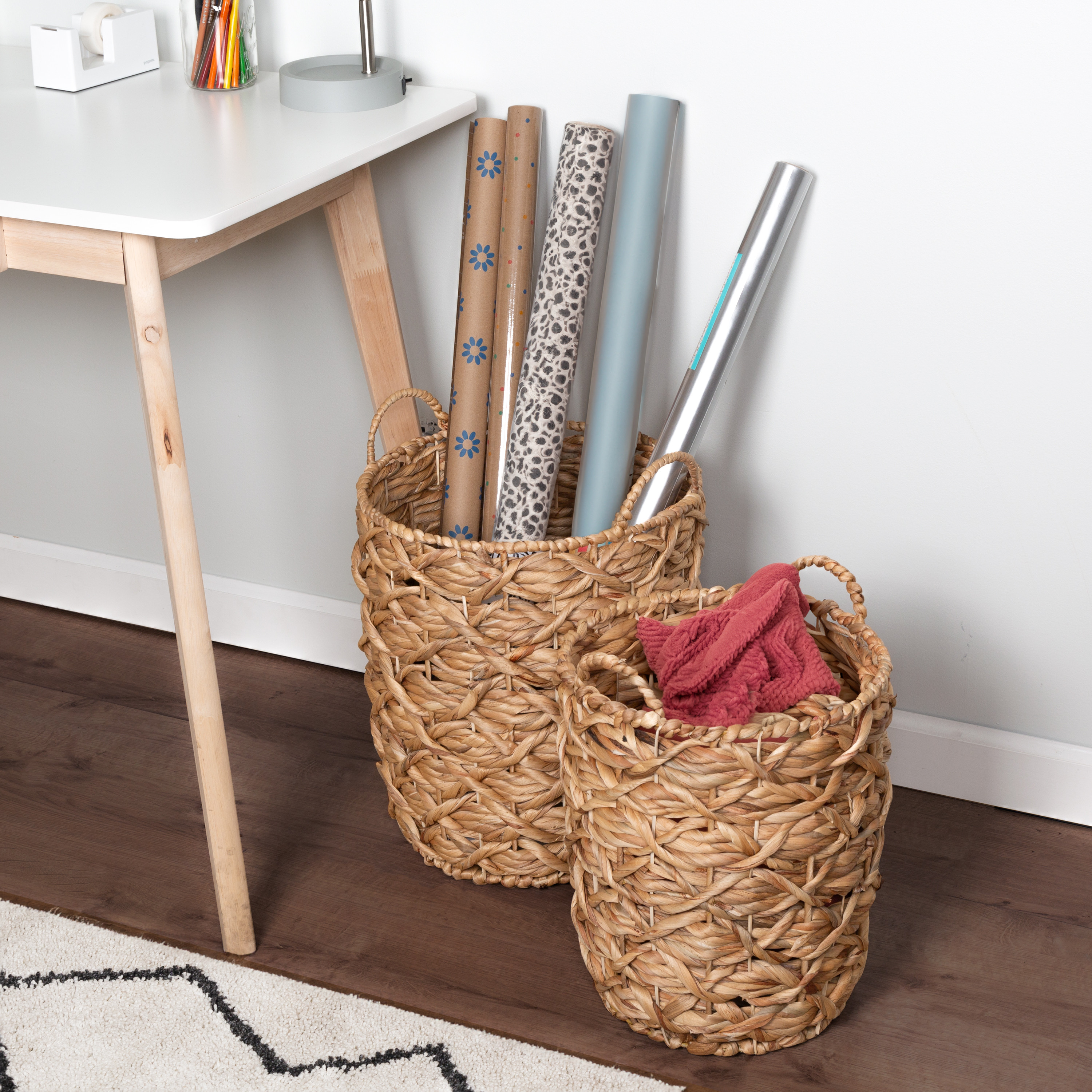 Honey-Can-Do Wicker Woven Round Nesting Basket Set of 2 with Handles, Natural | Walmart (US)