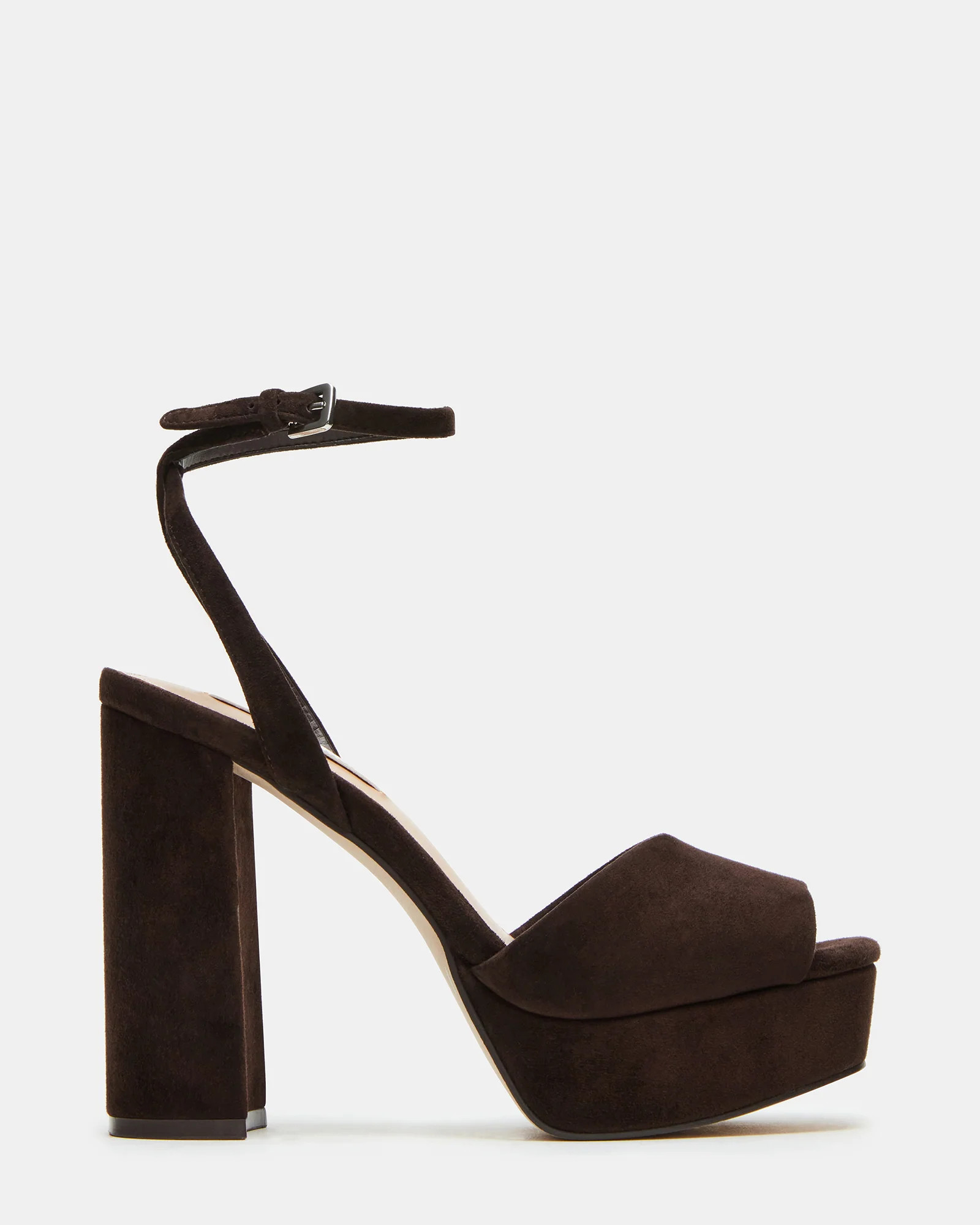 LOURDES Chocolate Brown Suede Platform Heel | Women's Heels | Steve Madden (US)