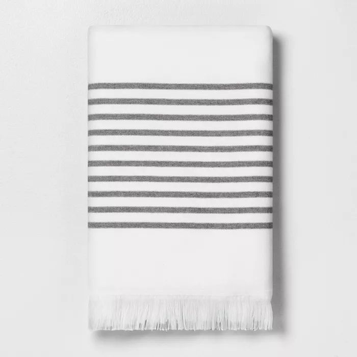 Core Stripe Bath Towel Railroad Gray - Hearth & Hand™ with Magnolia | Target