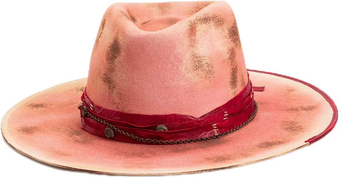 RUEDIGER Retro Wide Brimmed Stiff Fedora Men's and women's Hats,100% Wool Classic Felt Hat,Distre... | Amazon (US)