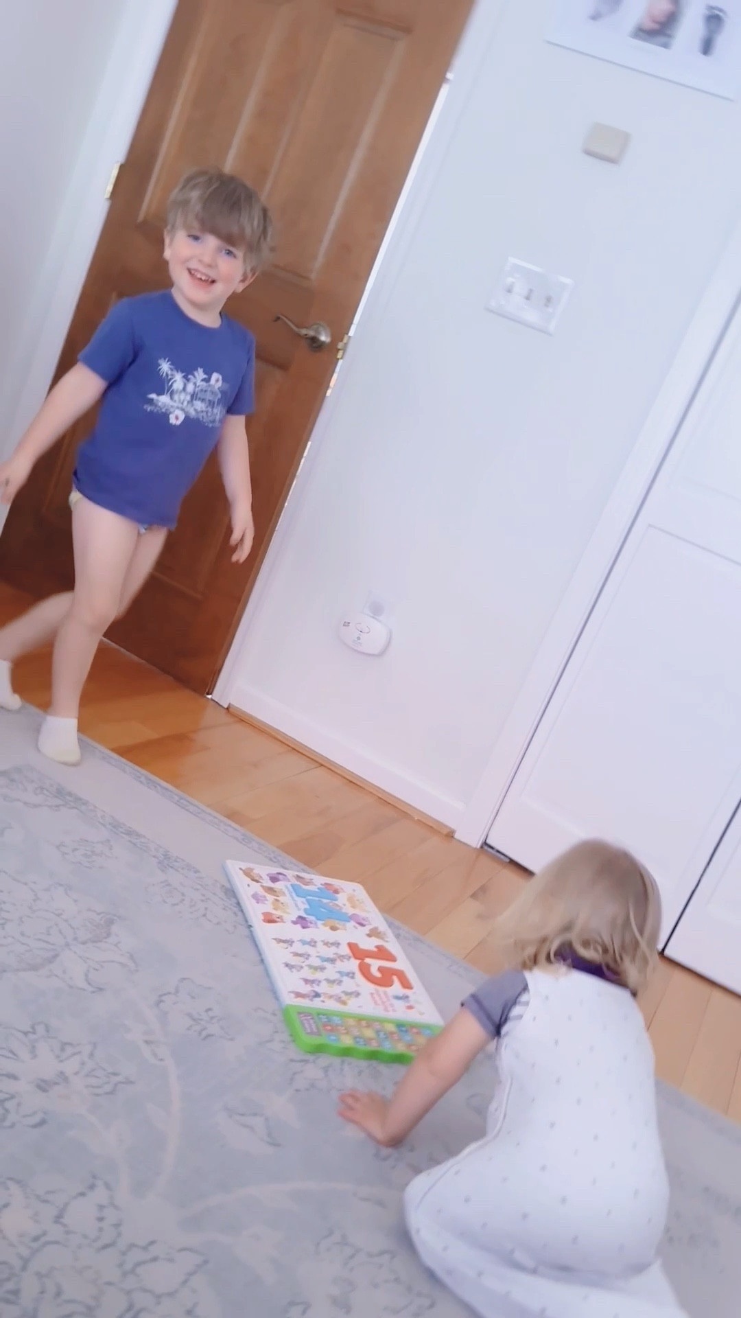 they played this same little button on the book (“15 mice 🐭 in a marching band 🎸🥁) over and over again until naptime 😴 and I just couldn’t stop giggling 🤭 watching them!! 🎶 I’m just so thankful they have a built in best friend in one another 👶🏼🩵 and it’s these little supply litrle moments that make me smile the most!!! 😍