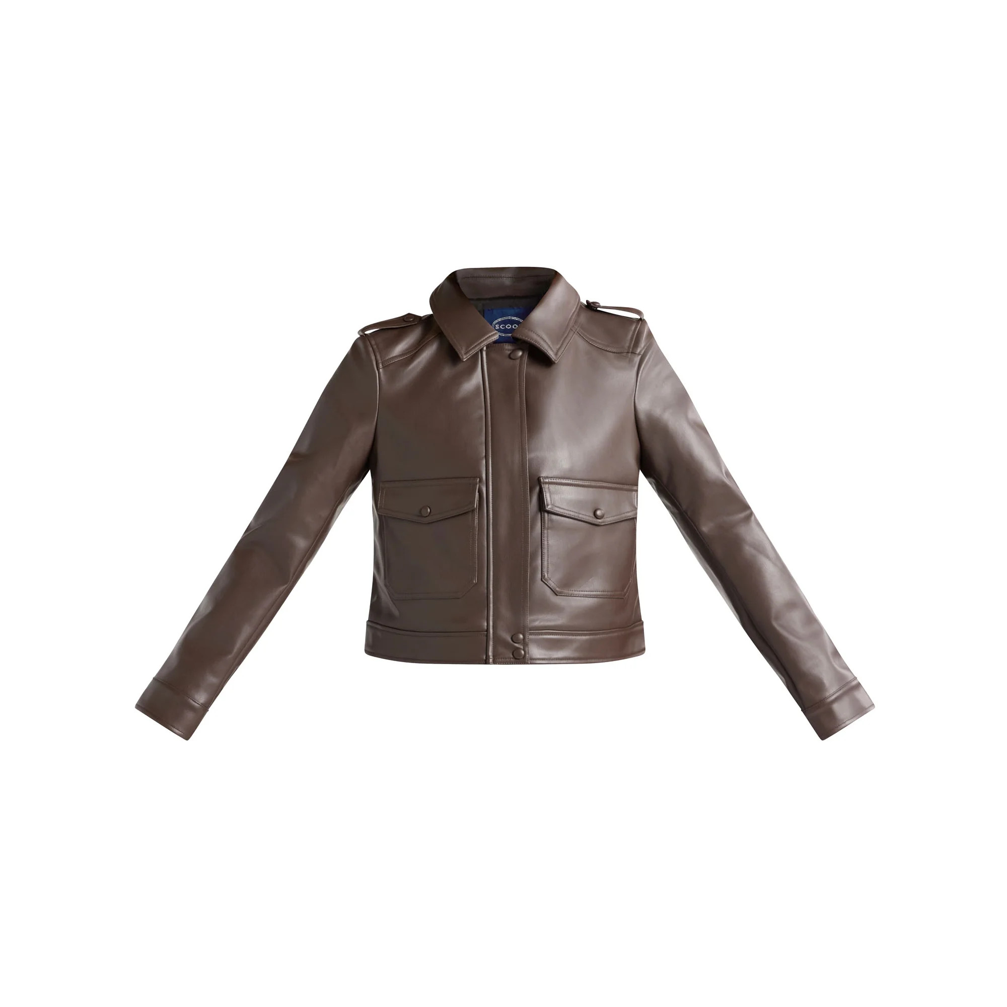 Scoop Women's and Women's Plus Faux Leather Cargo Pocket Jacket, Sizes XS-4X - Walmart.com | Walmart (US)