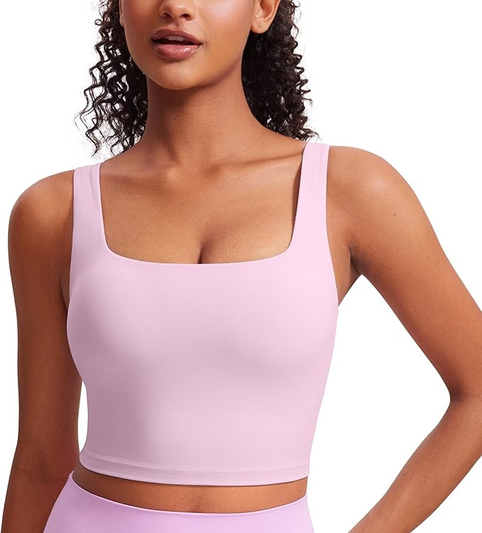 CRZ YOGA Longline Sports Bra Workout Crop Tank Tops Yoga Camisole | Amazon (US)