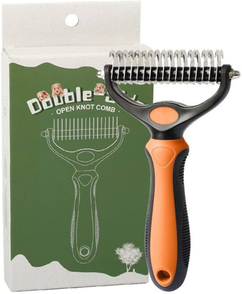 Dog Cat Grooming Brush, 2 Sided Pet Grooming Tool Undercoat Rake for Deshedding, Mats & Tangles R... | Amazon (CA)