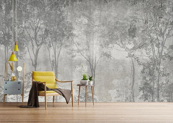 Grunge Forest Wallpaper  Rustic Wall Design Wall Mural | Etsy | Etsy (US)