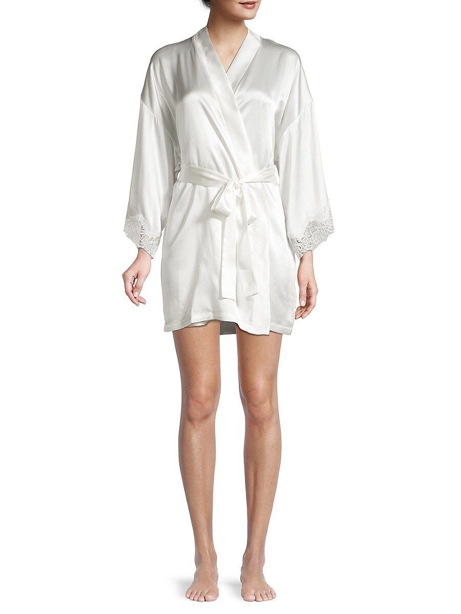 Women's Monique Lhuillier X Hanky Panky Jolie Tie-Front Silk Robe - Silk White - Size M/L | Saks Fifth Avenue OFF 5TH