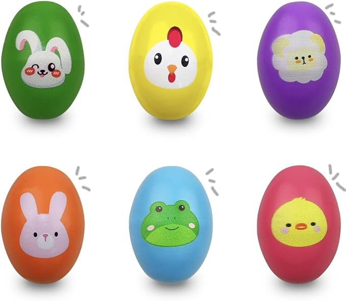 6 Pack Easter Wooden Shake Eggs Percussion Musical Shakers for Kids Toddlers Girls Boys Easter Ba... | Amazon (US)