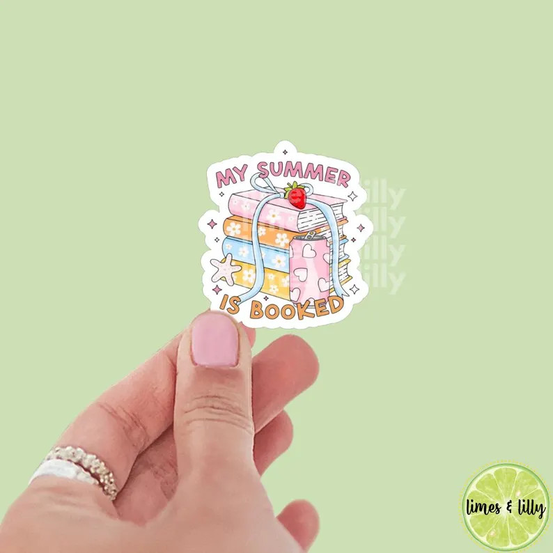 My Summer is Booked Book Stack Vinyl Sticker | Kindle Stickers | Bookish Stickers | Gift for Book... | Etsy (US)