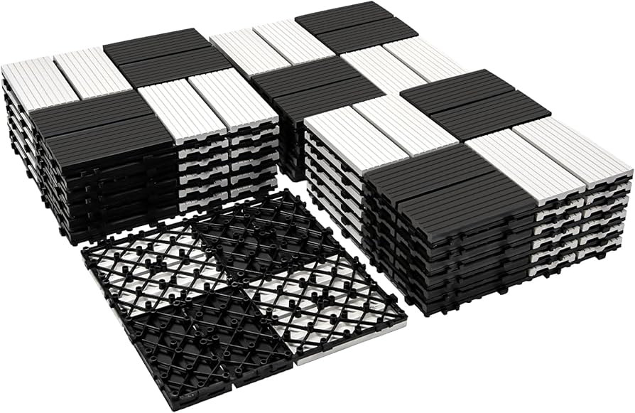 Wood Plastic Composite Patio Deck Tiles,DIY Interlocking Decking Tiles, Floor Tile,Durable, Maint... | Amazon (US)