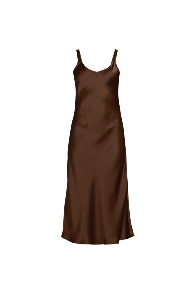 Women's Satin Slip Dress - Lands' End - Brown - L | Lands' End (US)