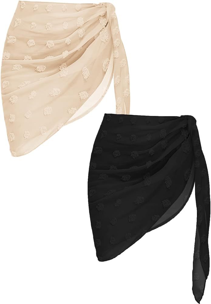 Ekouaer 2 piezas de pareo para mujer, falda envolvente de playa, de gasa, para traje de baño, ta... | Amazon (US)