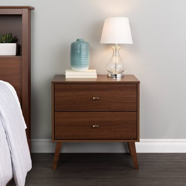 Mid Century Modern 2 Drawer Wide Nightstand  - Prepac | Target