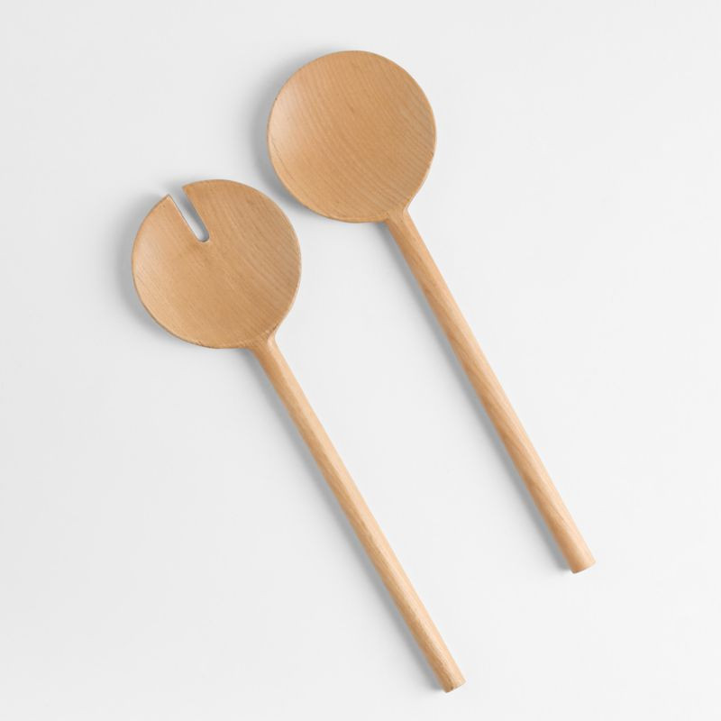 Carson Ash Wood Salad Servers, Set of 2 + Reviews | Crate & Barrel | Crate & Barrel