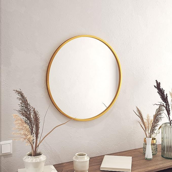 Gold Circle Wall Mirror 24 Inch Round Wall Mirror for Entryways, Washrooms, Living Rooms and More... | Amazon (US)