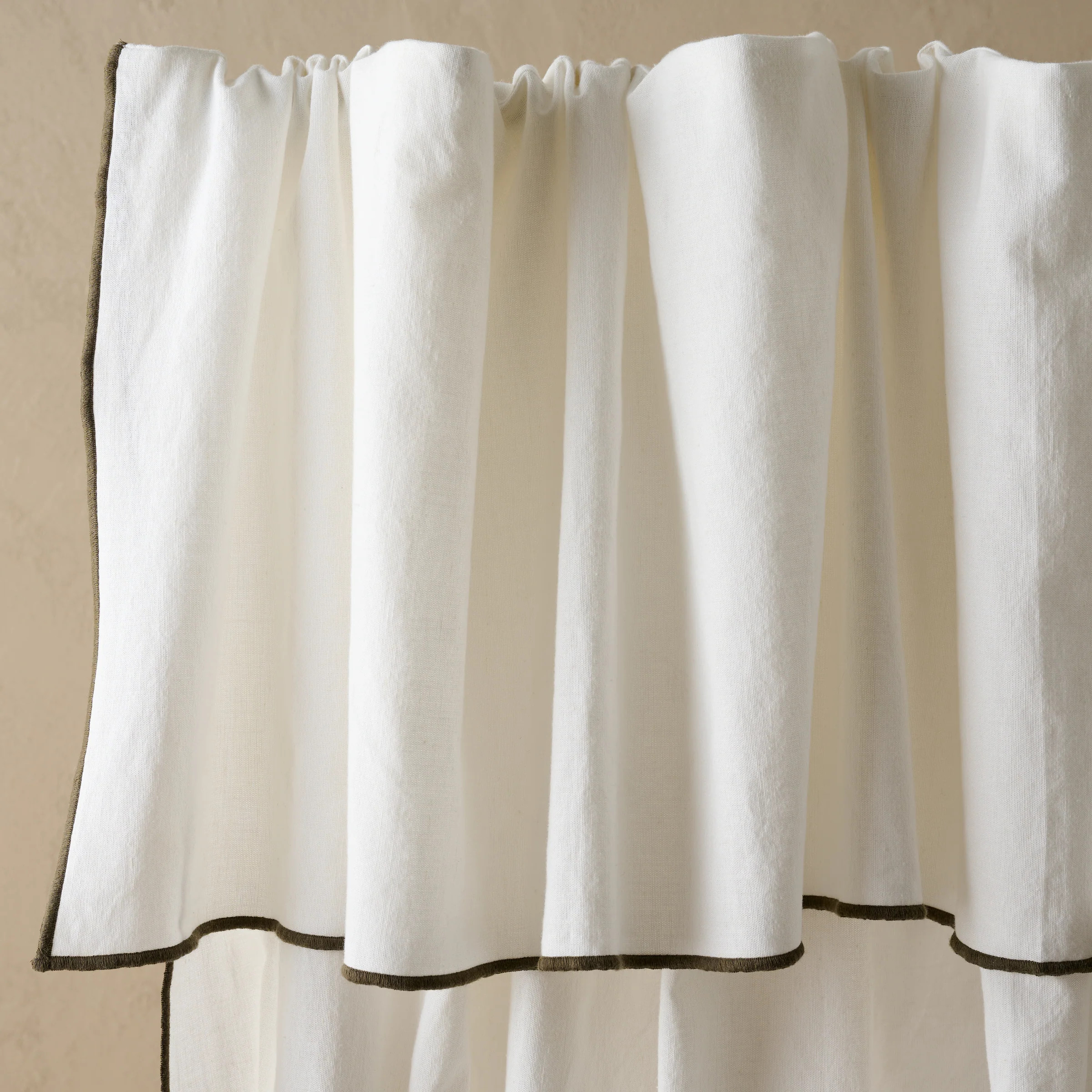 Magnolia Olive Edge Ruffle Shower Curtain | Magnolia