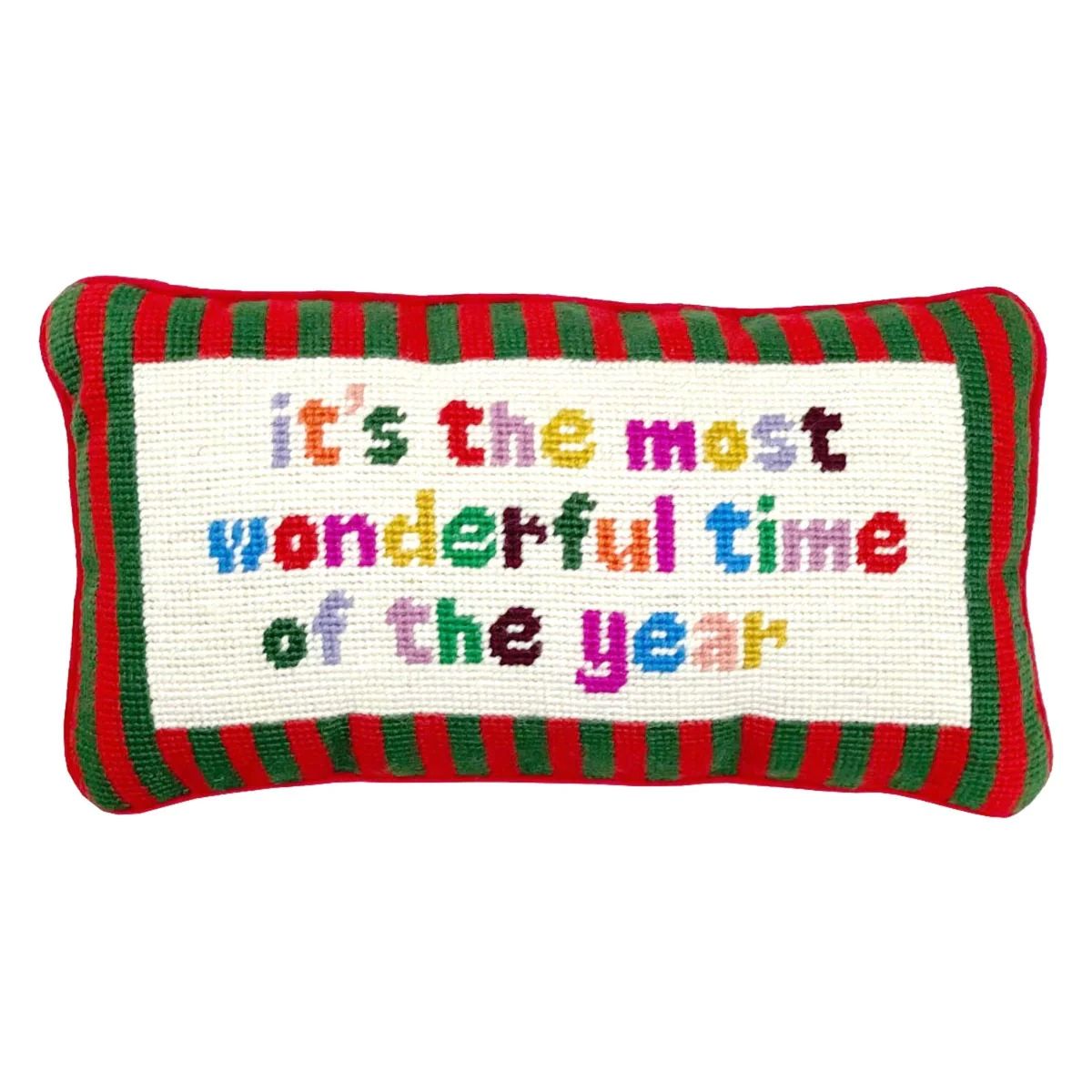 Most Wonderful Time of the Year Needlepoint Pillow | Furbish Studio