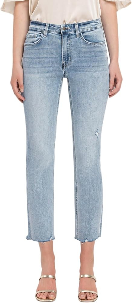 Flying Monkey High Rise Crop Straight Jeans Light Blue | Amazon (US)