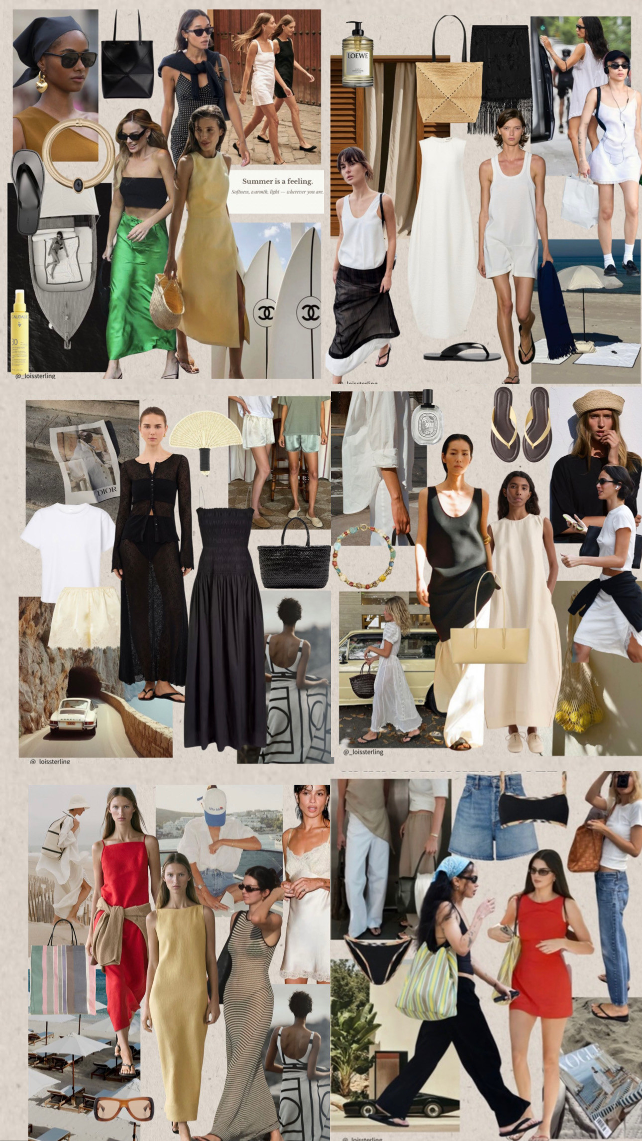 Warm weather style ☀️ 7 outfit inspo edits to save and use when your planning your Summer outfits 

📌 Summer weather feels like it is in full swing and the last thing I want to do is spend time planning outfits. My Pinterest board is my go to right now.

For warmer weather It’s all about wearing breathable fabrics, no make up days, floaty dresses & shorts. I love wearing 100% linen, 100% cotton, sheer fabrics, wide brim hats, head scarves which are accompanied by my canvas, basket or woven bags + flip flops only. 

Very simple outfits are the main character this season. It can very easily feel like I am wearing the same outfits on repeat, which I don’t mind, but to switch things up I add colour (butter yellow & red are great additions) and change up my accessories regularly. 

My fav thing to wear at the moment are silk lace shorts, 100% linen, basic tees, broderie  dresses & coords.
 

 