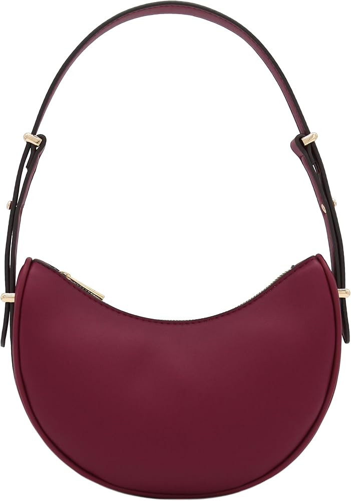 Small Crescent Smooth PU Leather Underarm Shoulder Bag | Amazon (US)