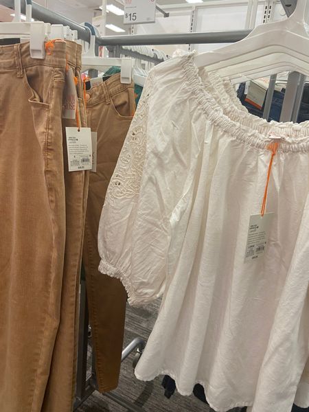 Women's Bishop 3/4 Sleeve Embroidered Top and light brown Mid-Rise Skinny Jeans from Target.#mothersday

#LTKunder100 #LTKunder50