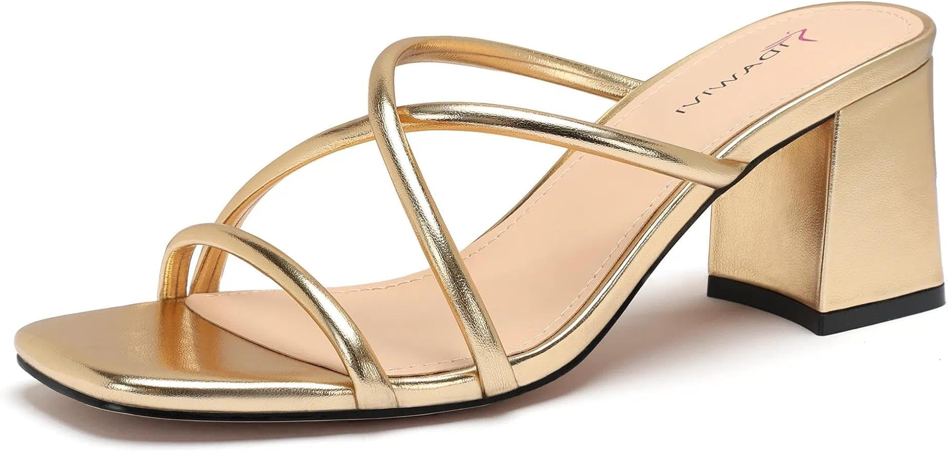 Strappy Heeled Sandals for Women Square Open Toe Heels Low Chunky Block Heel Summer Sandals Slip ... | Amazon (US)