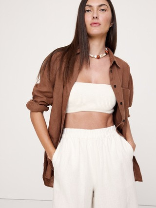 High-Rise Wide-Leg Linen Pull-On Ankle Pant | Banana Republic (US)