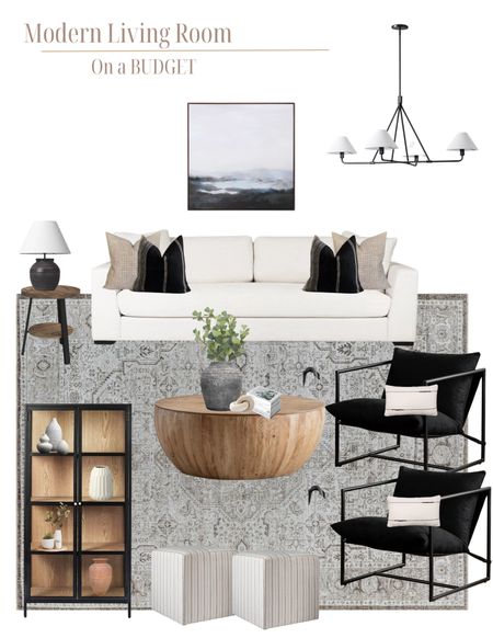 Modern living room design / on a budget / cream sofa / black accent chair 

#LTKstyletip #LTKsalealert #LTKhome
