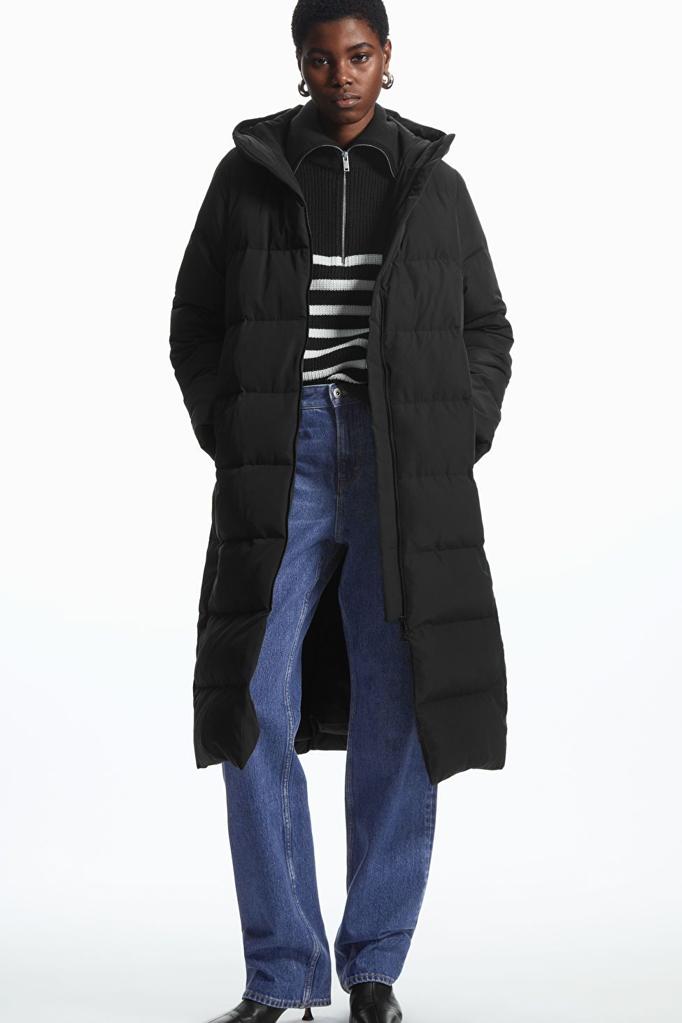 RECYCLED-DOWN LONGLINE PUFFER COAT - BLACK - COS | COS UK